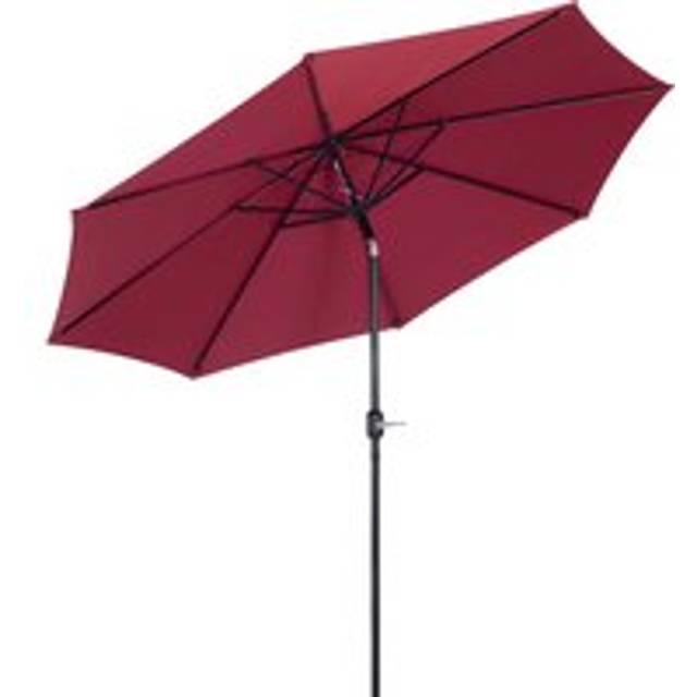 Outsunny Huge Garden Umbrella, Durable Umbrella with 8 Ribs, Tilting Design & Crank Handle for Outdoor Shade, Wine Red Aosom UK