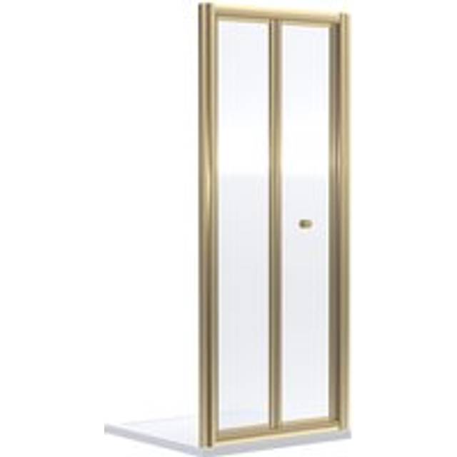 Ruwa 4mm Toughened Safety Glass Bi-Fold Shower Door - 1900 x 700mm - Brushed Brass - Balterley
