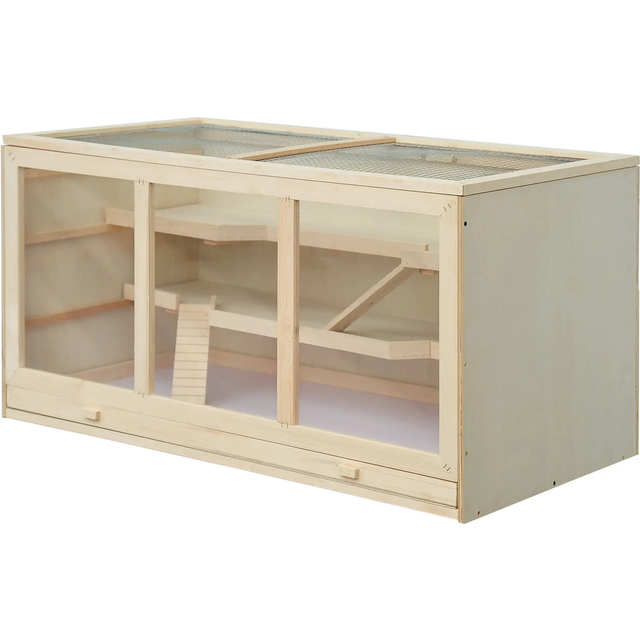 PawHut Hamster Cage -Natural Wood | TJ Hughes Natural