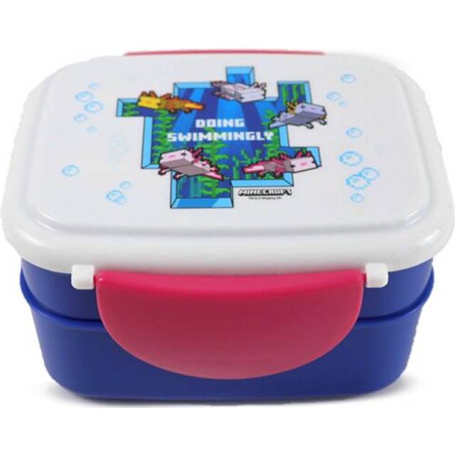 Minecraft Axolotl Clip Lock Stacked Bento Lunch Box with Cutlery, none