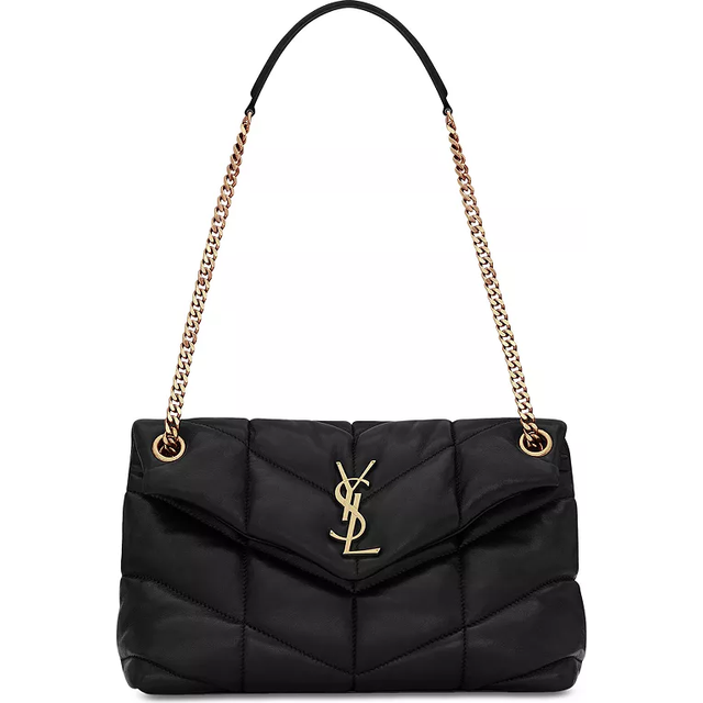 Puffer Quilted Lambskin Small Chain Bag - BLACK - Fitted with a chain strap that can be worn crossbody or doubled for a shoulder take, the Puffer style from Saint Laurent is a versatile style moment. Cut from quilted lambskin to a rich and textured feel, it ups the fashion ante of any look.