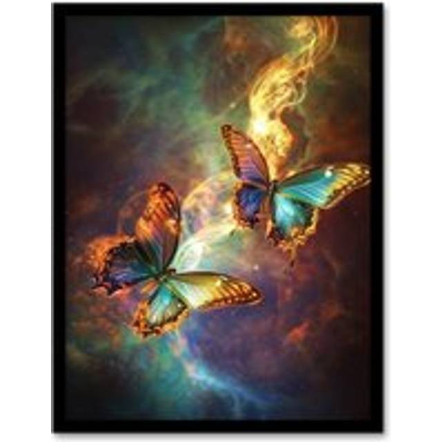 Universe String Theory Cosmic Butterflies Dance Framed Art Print - Multi - A4