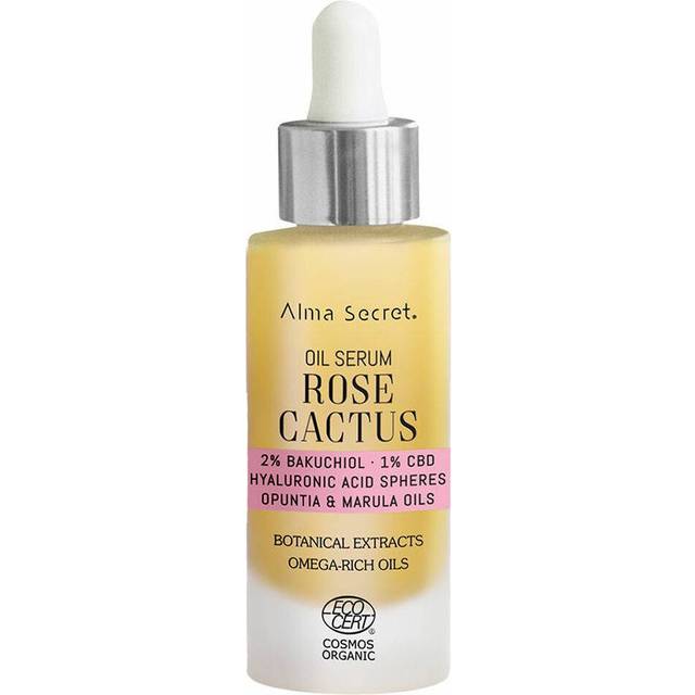 Ansiktsserum - ROSE CACTUS-olja, Ansiktsserum med 2 % Bakuchiol och Hyaluronsyra Serum, Secret Soul Serum för Hudvård, Skönhet Kvinna Ansiktsserum, Antiaging Serum ECOCERT COSMOS ORGANIC 30 ml