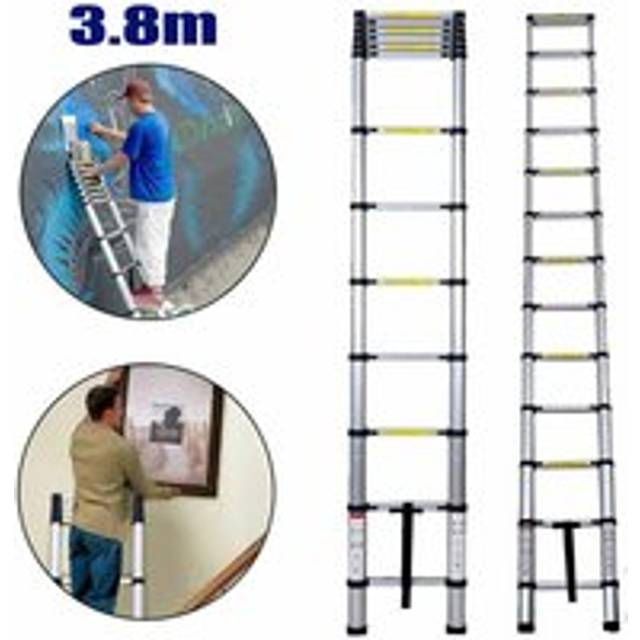 Dayplus - 3.8M 12.5FT Aluminum Telescoping Collapsible Roof Climbing Ladder for Home Loft
