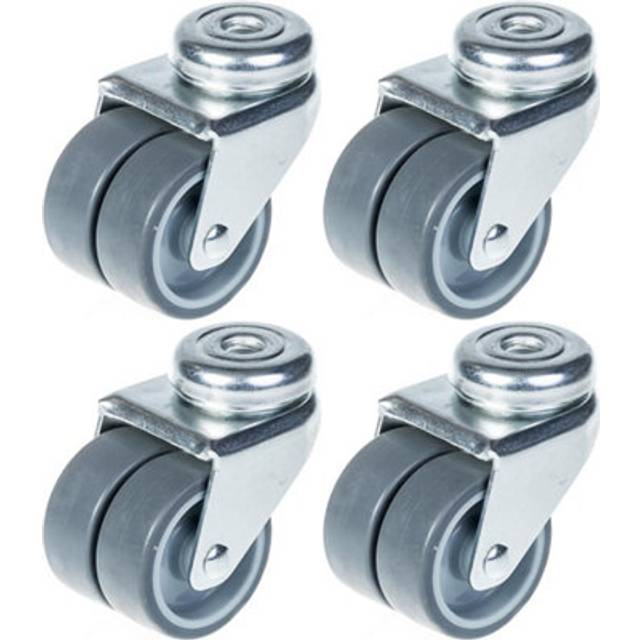 "50mm 2"" twin wheel castor grey rubber swivel 280kg capacity, set of 4"