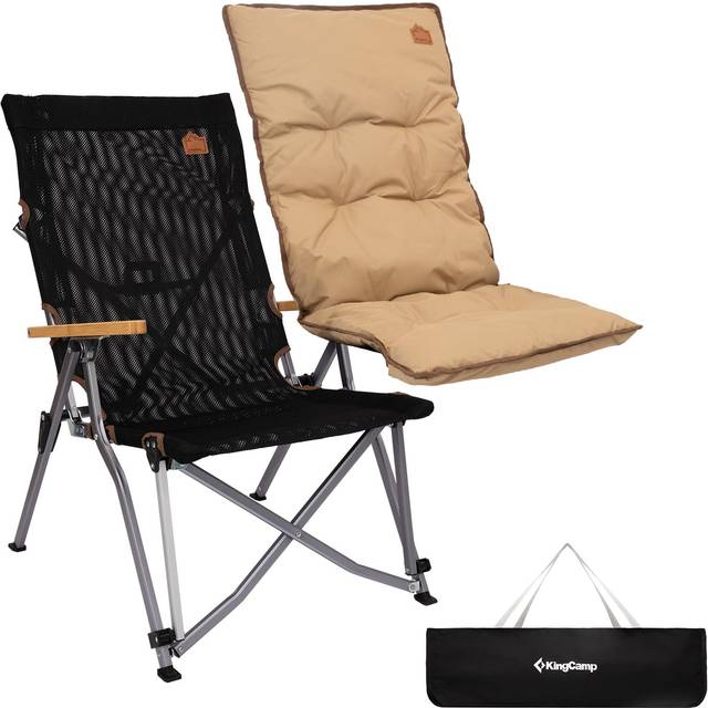KingCamp Camping High Outdoor 4 Adjustable Soft Bamboo Load Capacity Recliner Relaxing For Lunch Winter and Summer Use Chair, Back, Chair, Levels,