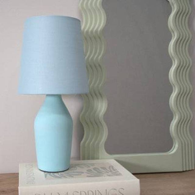 Valuelights - Arlo Set of 2 - Duck Egg Blue Ceramic Base Table Lamp with Tapered Shade