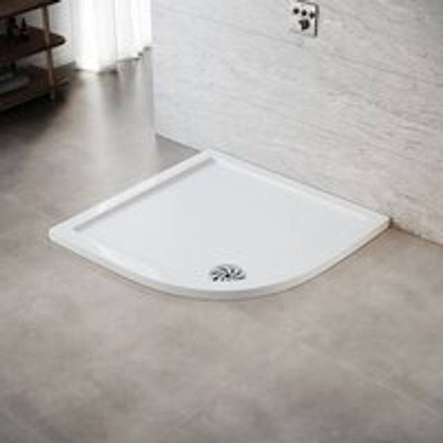 Elegant - Modern Quadrant Shower Tray smc Lightweight non-slip Design Shower Enclosure Tray, Stainless Steel Cover, White 900x900mm + Free Waste Trap