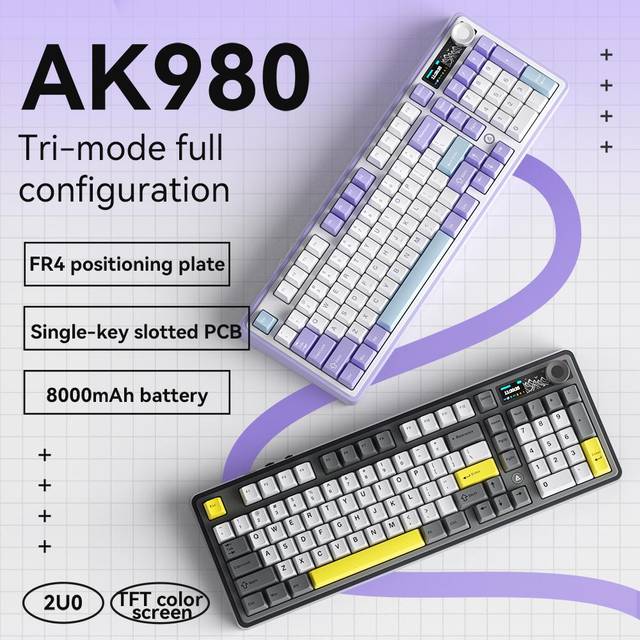 AJAZZ AK980 Gaming Keyboard Wireless Bluetooth 2.4G Receiver Lighting RGB