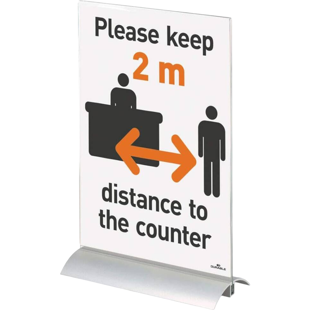 Durable Presenter Sign and Literature Holder Desktop Acrylic with Metal Base A4 Clear Ref 8589/19