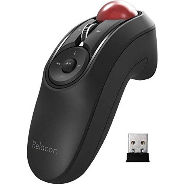 Elecom Relacon Handheld Trackball Mouse, Thumb Control, 2.4GHz Wireless, Ergonomic Design, 10-Button Function, Windows11, MacOS (M-RT1DRBK)
