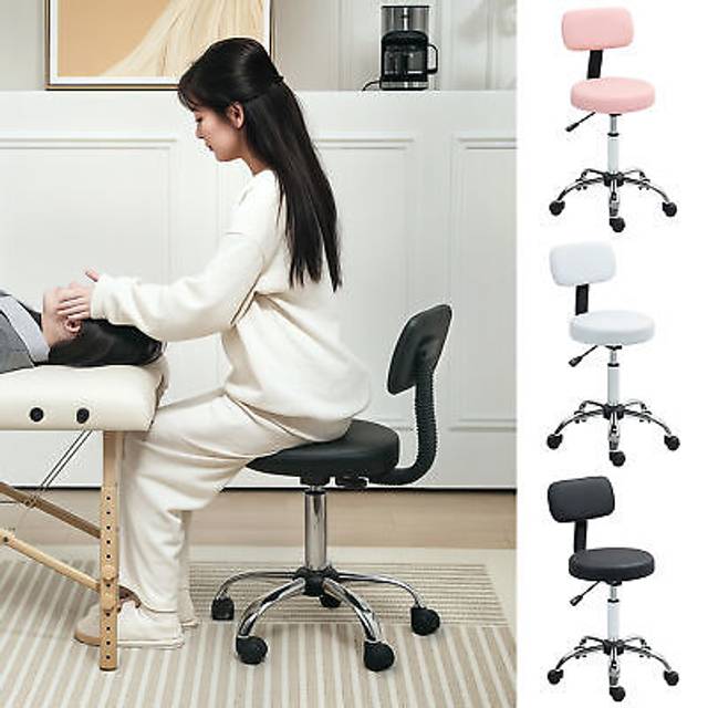 Rolling stool with backrest, salon stool chair for tattoo, massage