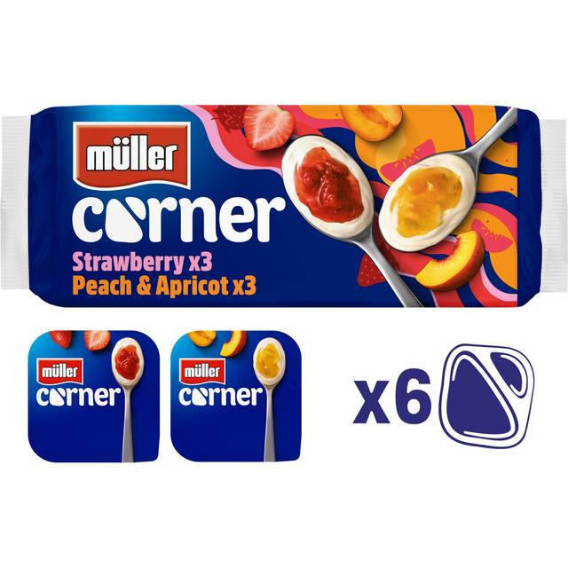 Muller Corner Strawberry and Peach & Apricot Yogurts