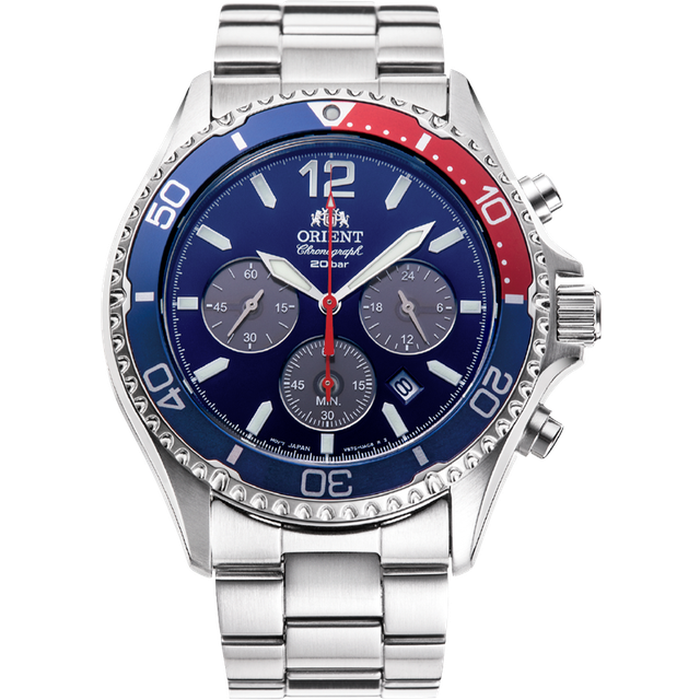 Orient Chronograph Stainless Steel Black Dial Solar Diver&#39;s RA-TX0201L10B 200M Men&#39;s Watch