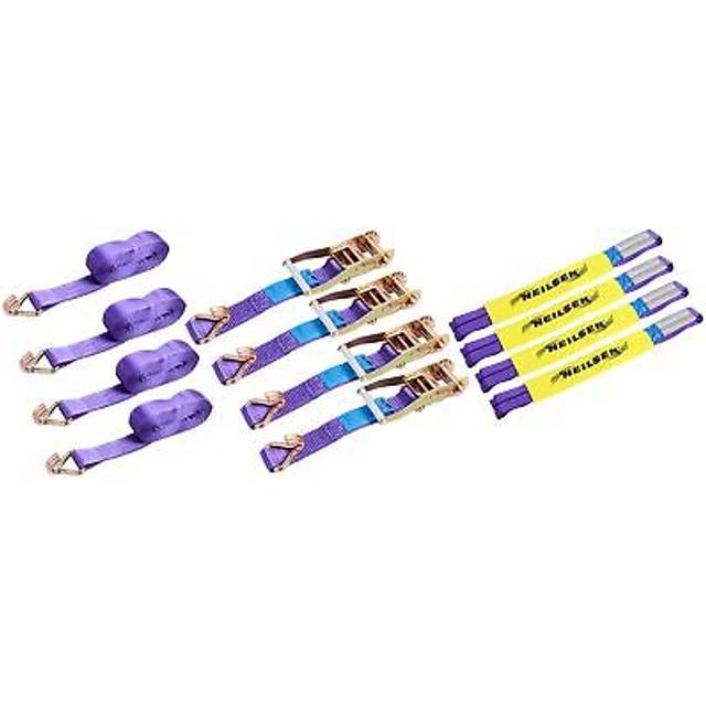 8pc Car Transporter Trailer Tow Truck Wheel Ratchet Straps Tie Down Tyre CT5365
