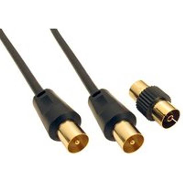 TV Coaxial Cable Male to Male with Female to Female Coupler 15 Metre (Black)