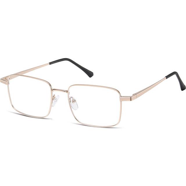 Rectangle Full Rim Metal Men&#39;s Prescription Glasses Online Gold Size 54 - Free Lenses - Blue Light Block Available - SmartBuy Collection - Matte Gold (54)