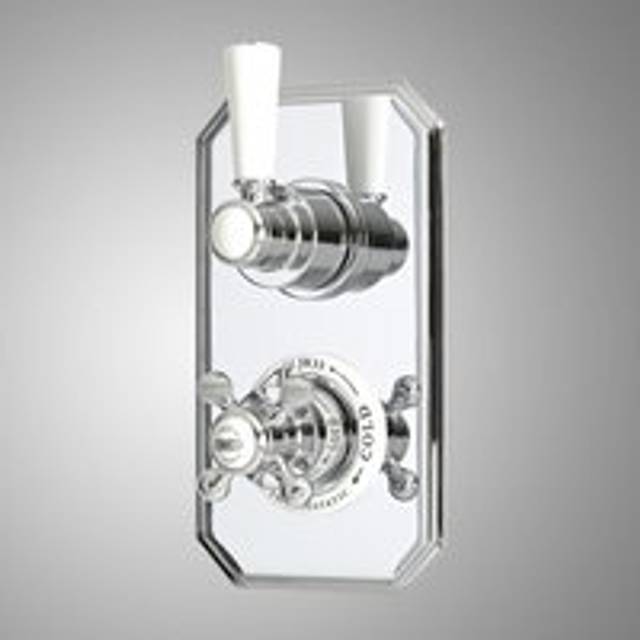 Elizabeth - Traditional Concealed Twin Thermostatic Mixer Shower Valve - Chrome & White - Milano