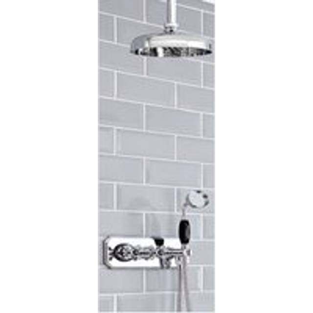 Milano - Elizabeth - Traditional 2 Outlet Twin Diverter Thermostatic Mixer Shower Valve with 200mm Rainfall Shower Head Hand Shower and Hose - Chrome