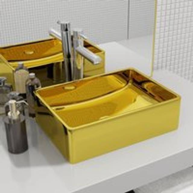 Wash Basin 41x30x12 cm Ceramic Gold - One Size