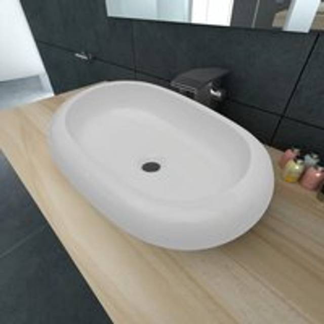 Luxury Ceramic Basin Oval-shaped Sink White 63 x 42 cm - One Size