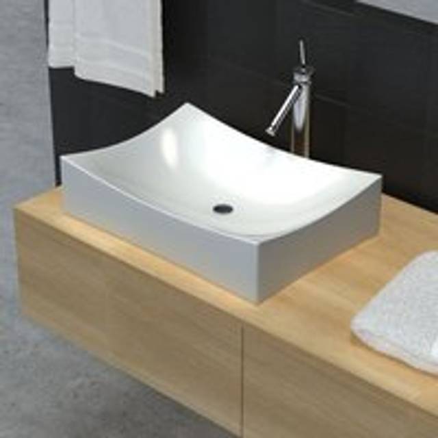 Bathroom Ceramic Porcelain Sink Art Basin White High Gloss - One Size