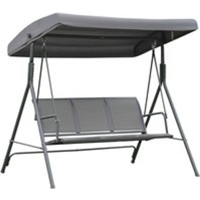 Outsunny 3 Seater Swing Chair Garden Swing Bench Outdoor Hammock With Adjustable Canopy Steel Frame Grey