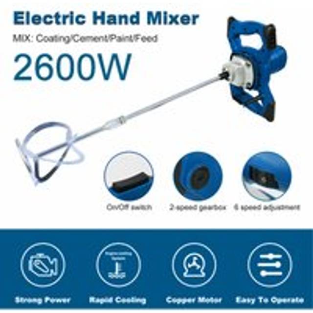 Electric Cement Paddle Mixer 2600W Portable Concrete Mortar Mixing Machine 220V