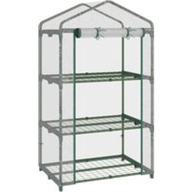3 Tier Mini Greenhouse Portable Garden Grow House with Roll Up Door and Wire Shelves