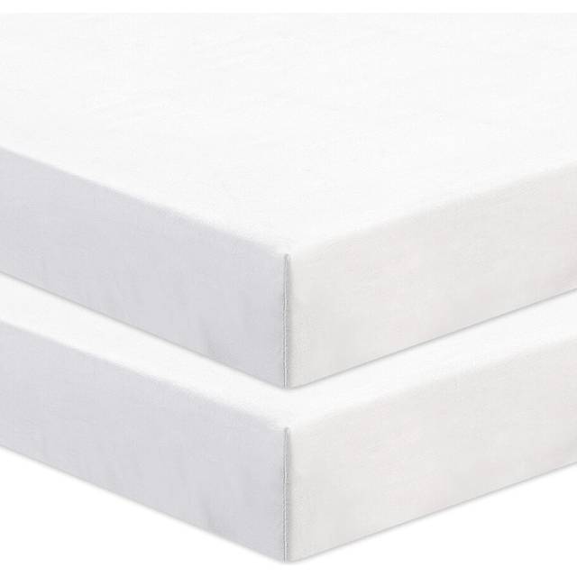 2 Pcs Chicco Next to Me Compatible Crib Fitted Sheets - 100% Pure Cotton, High Thread Count, Soft & Durable (83-85 x 50-51 cm, White)