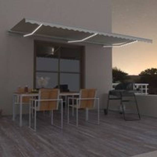 Manual Retractable Awning with LED 600x300 cm Cream - One Size