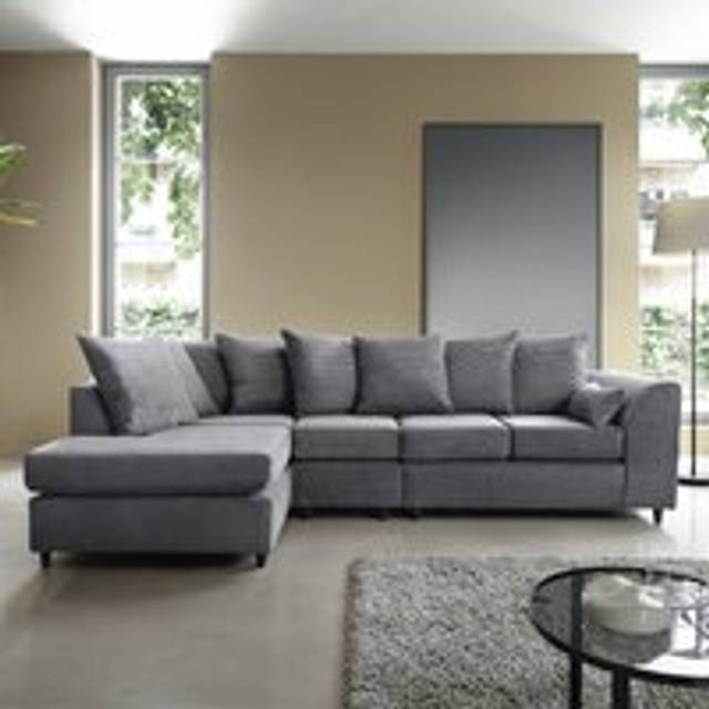 Large Jumbo Cord Corner Sofa Left Hand in Grey - One Size