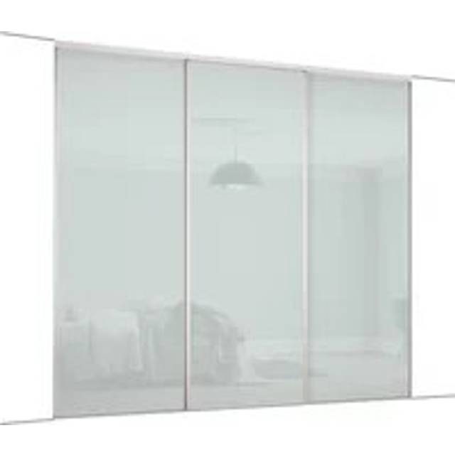 Classic White Glass Sliding Wardrobe Door Kit - White Frame - 3 x 914mm - Hiatt Hardware