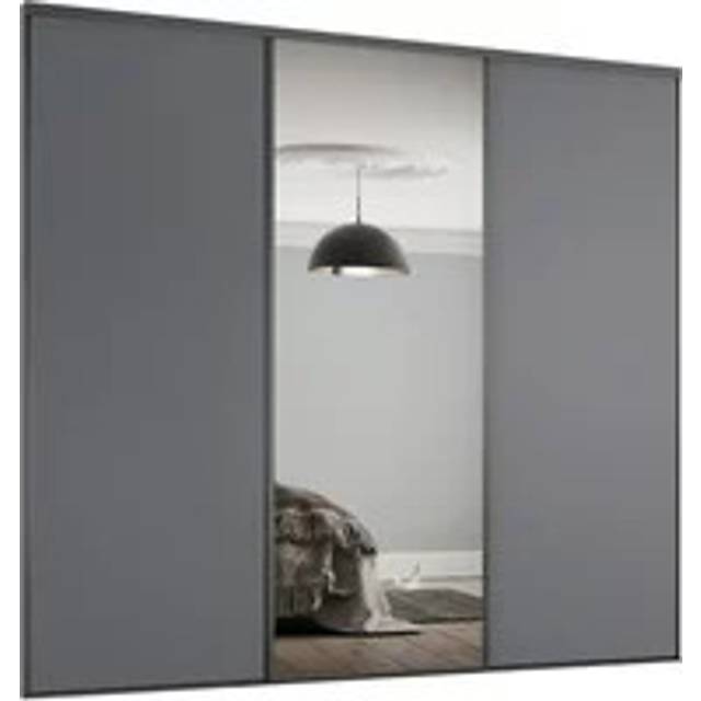 Classic Graphite Frame Sliding Wardrobe Door Kit - 2 x Panel, 1 x Mirror - 3 x 762mm - Hiatt Hardware