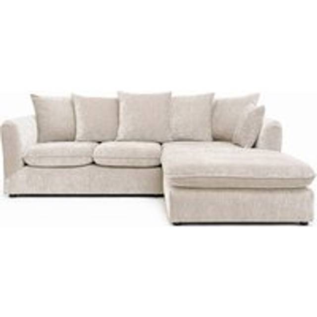 Abakus Direct Lucas Water Repellent Velvet Chenille Right Facing Corner Sofa In Cream - One Size