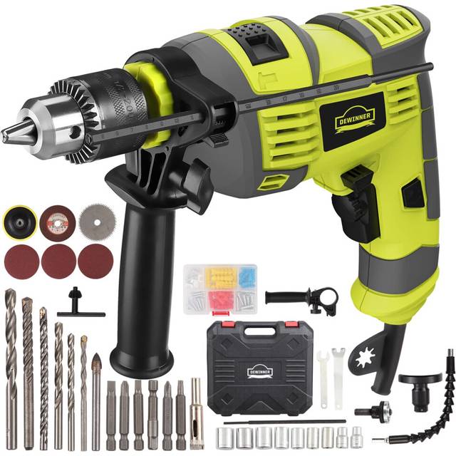Hammer Drill, 710W Electic Corded Impact Drill, 13mm Metal Chuck, 0-3300RPM, Powerful Variable Speed Drill for Drilling in Steel
