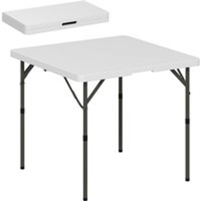 Outsunny - 3ft Folding Camping Table with 2 Adjustable Height, White