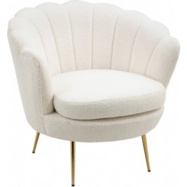 Fåtölj Blomma Teddy Fleece med Guld Ben Vit 79 x 77 x 77 cm
