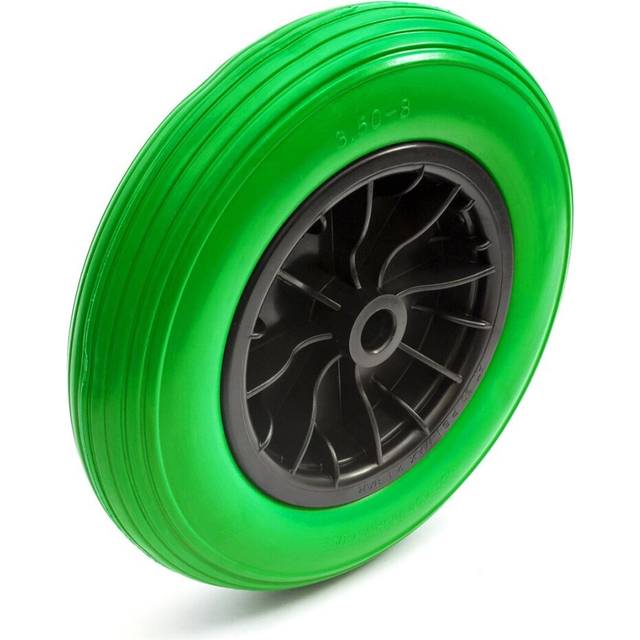 14 Inch 3.50-8 PU Puncture Proof Solid Tyre & Wheel 14'' PU Wheelbarrow Green