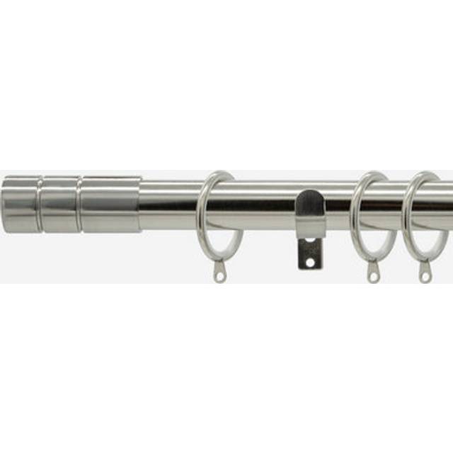 Stainless Steel 28mm Barrel Fixed Length Metal Curtain Pole - Light Grey - 140cm
