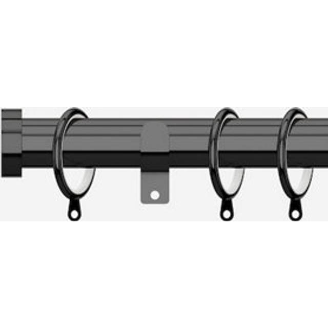 Black Nickel 28mm Stud Fixed Length Metal Curtain Pole - 250cm