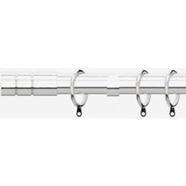 Polished Chrome 28mm Barrel Fixed Length Metal Curtain Pole - Metallic Silver - 440cm
