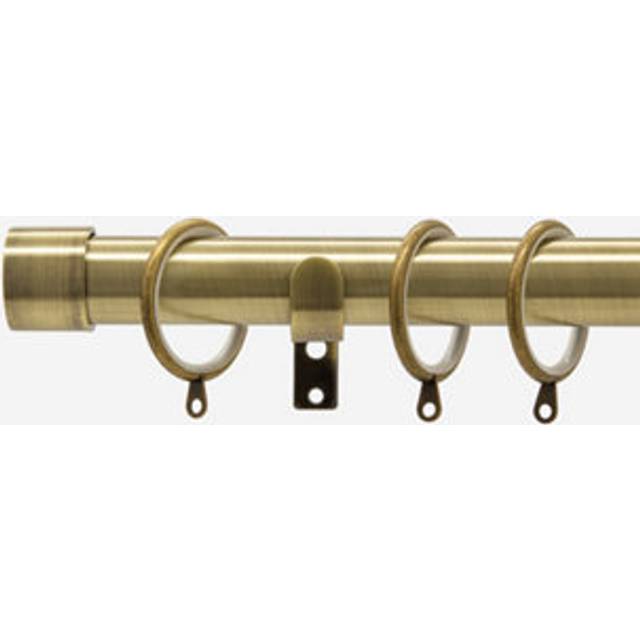 Antqiue Brass 28mm End Cap Fixed Length Metal Curtain Pole - Bronze - 280cm