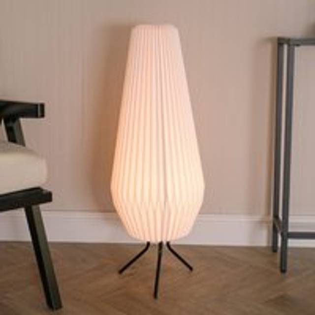 Astrid Geometric Origami Teardrop Paper Pleated Floor Lamp with LED Bulb - White - One Size