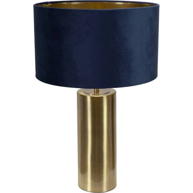 Lexy Gold Touch Table Lamp with Velvet Drum with Gold Inner Lamp Shade - Dark Navy - One Size