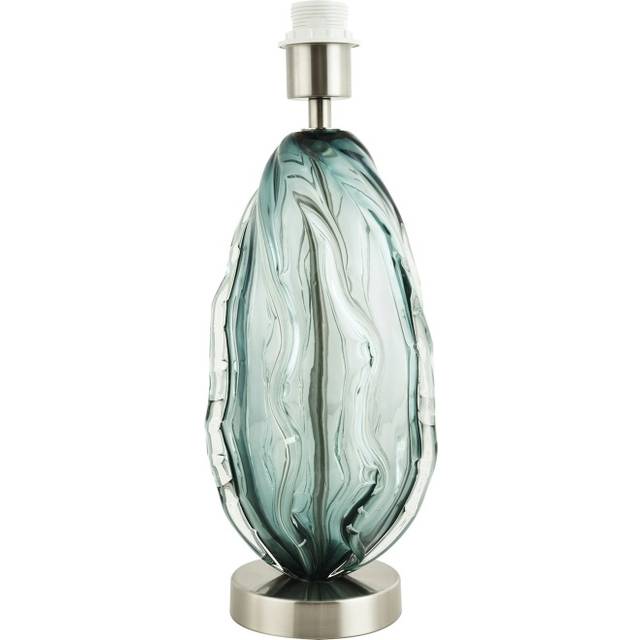 Modern Designer Moulded Glass Table Lamp Base in Smoked Grey with Chrome Bottom - One Size