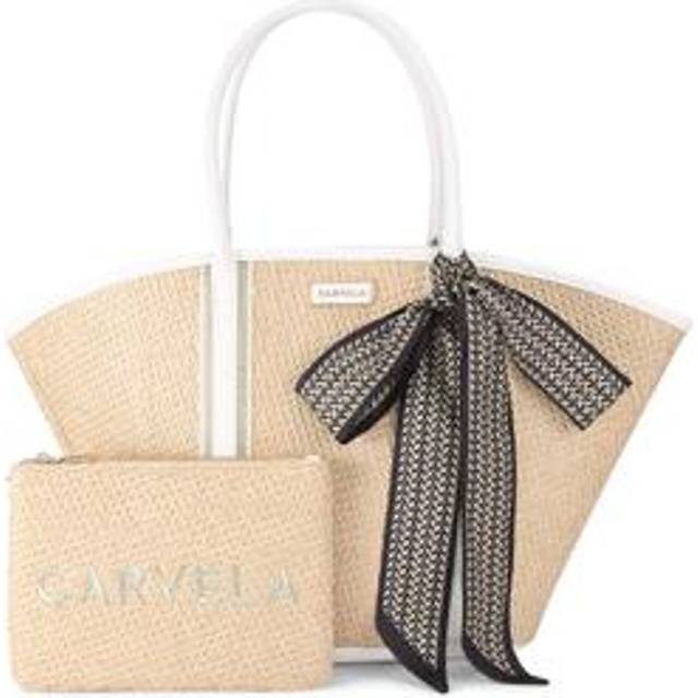Carvela Women's Basket Bagh Bone Combination Raffia Sorrento