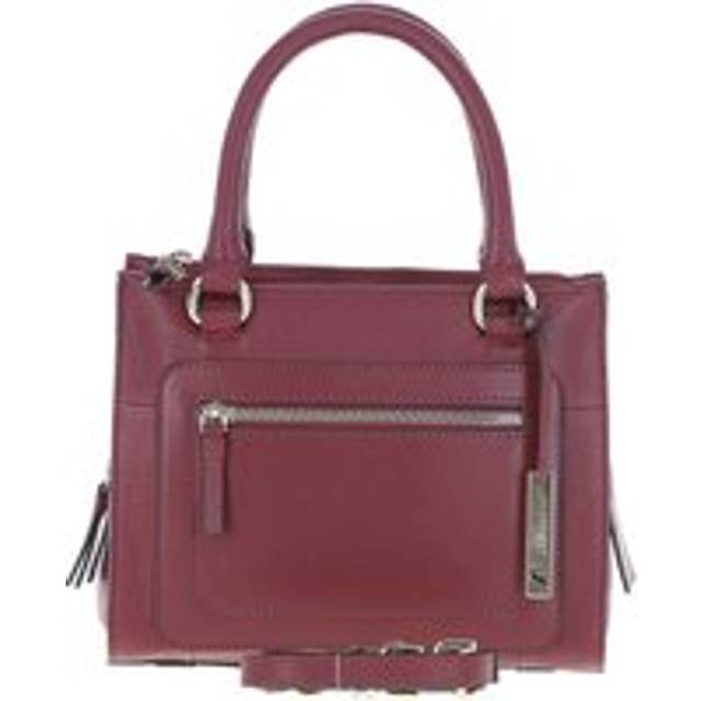 Womens Three Section Real Leather Tote Shoulder Bag - Red - One Size