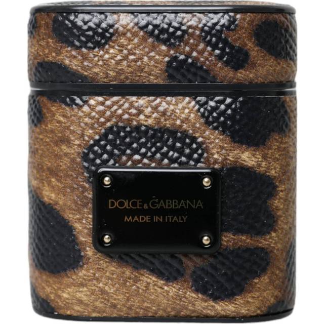 Dolce & Gabbana, Accessoarer, unisex, ONE Size, Leopard Kalvskinn Airpods Fodral - brown (ONE SIZE)