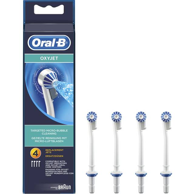Oral-B OxyJet ED17-4 Ersättning Tandborsthuvuden, Vit, Paket med 4